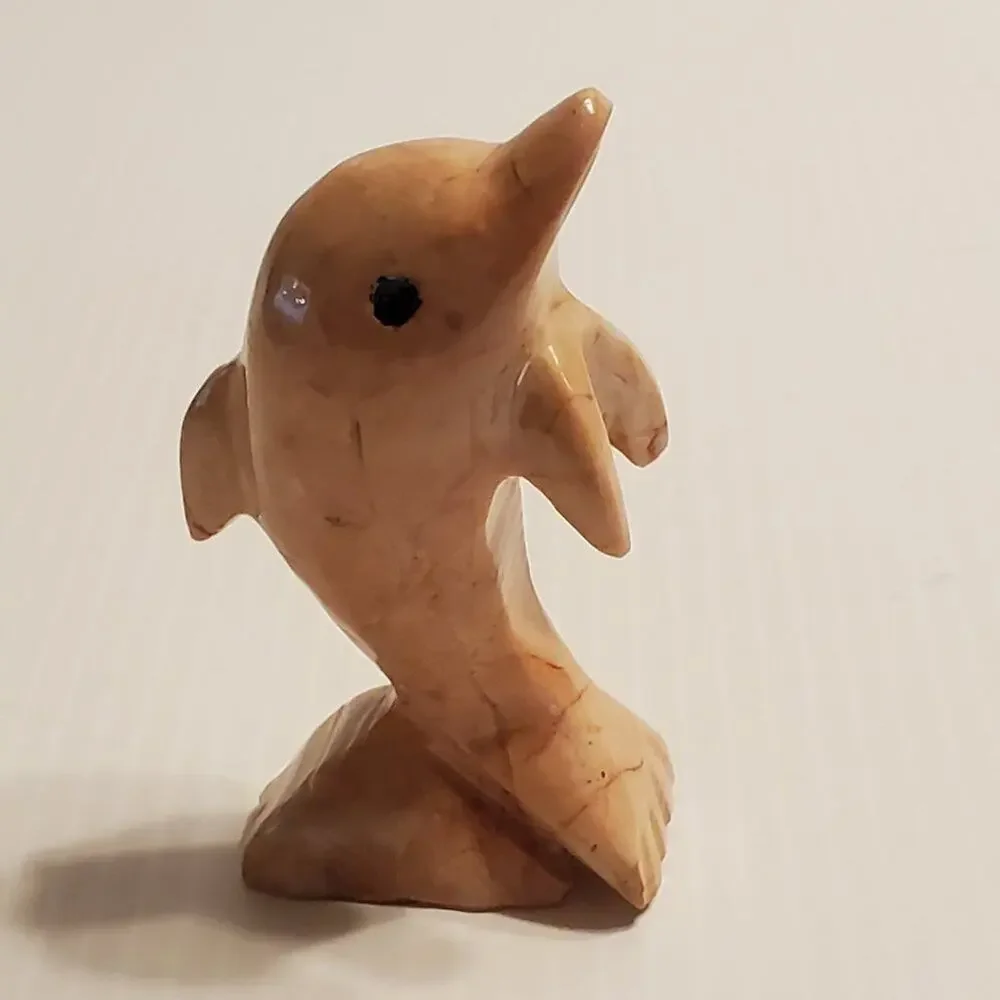 Vintage Hand Carved Pink Marble Dolphin 4